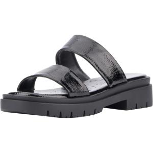 Olivia Miller Womens Tempting Slide, Square Sandals, Tpr Outsole(Black)
