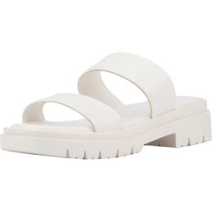 Olivia Miller Womens Tempting Slide, Square Sandals, Tpr Outsole(White)