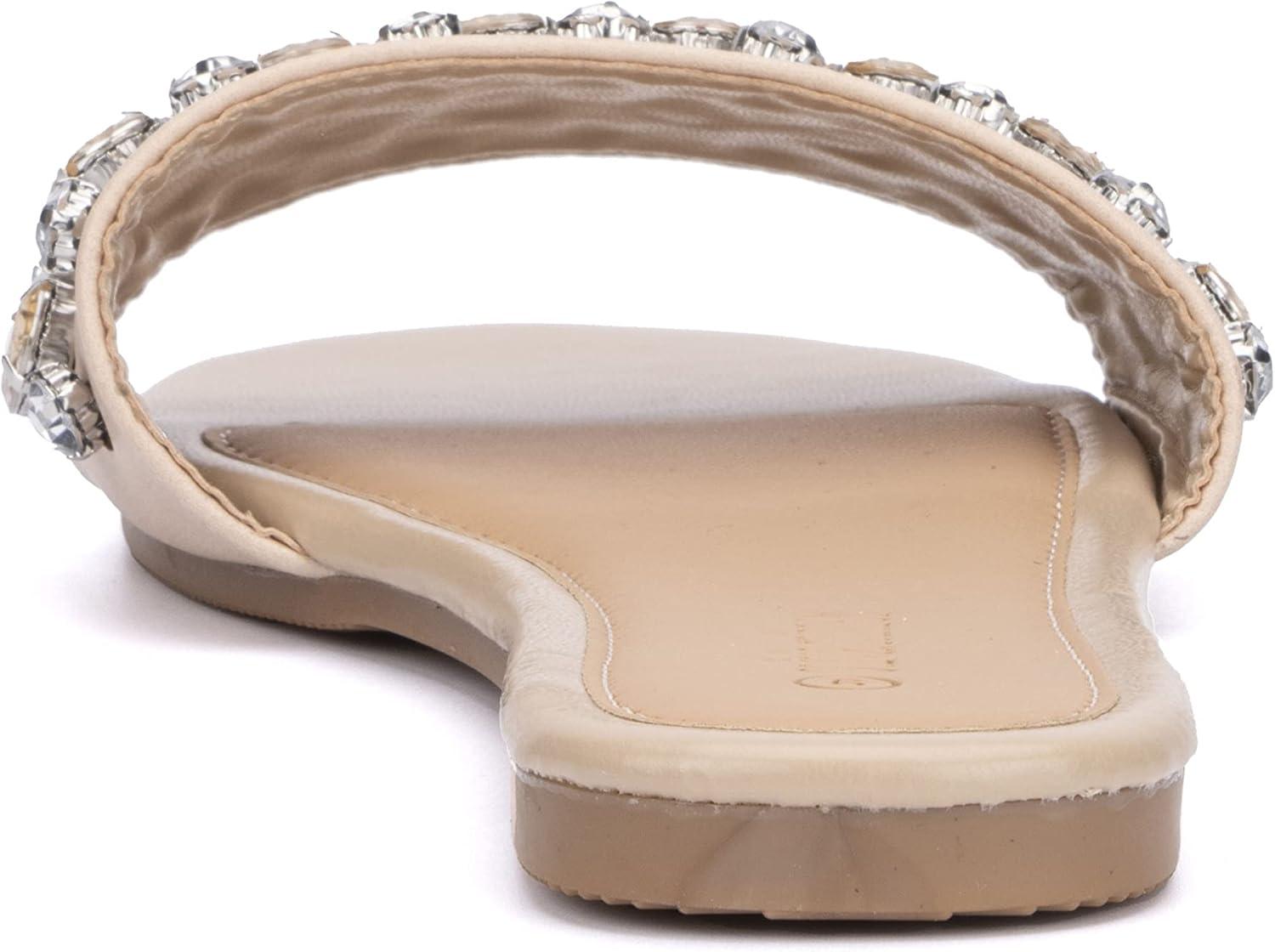imageOlivia Miller Womens Elsa Slide Round Sandals Polyvinyl Chloride OutsoleNude