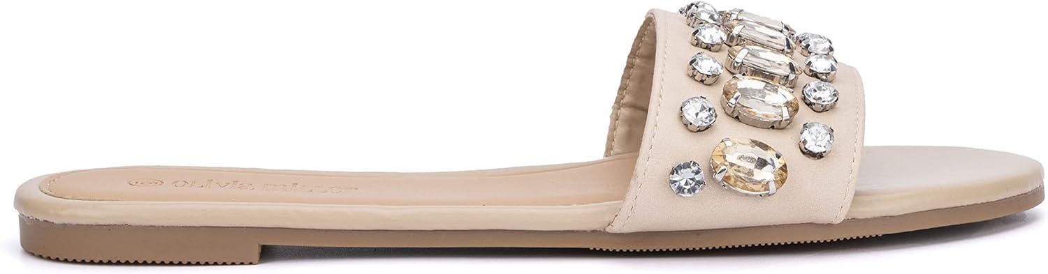 imageOlivia Miller Womens Elsa Slide Round Sandals Polyvinyl Chloride OutsoleNude
