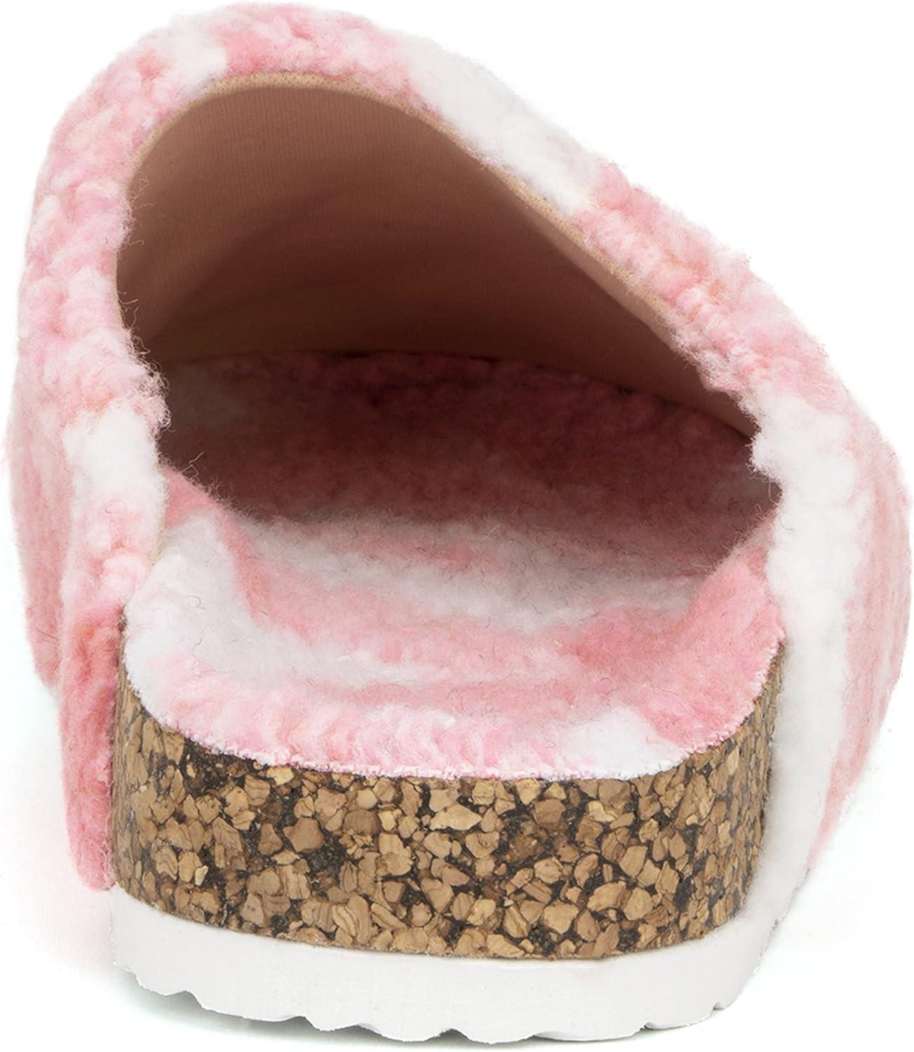 imageOlivia Miller Womens Fashion Shoes Faux Fur EVA Slippers Closed Toe Slip On Indoor Outdoor House Slides Flat Sandals