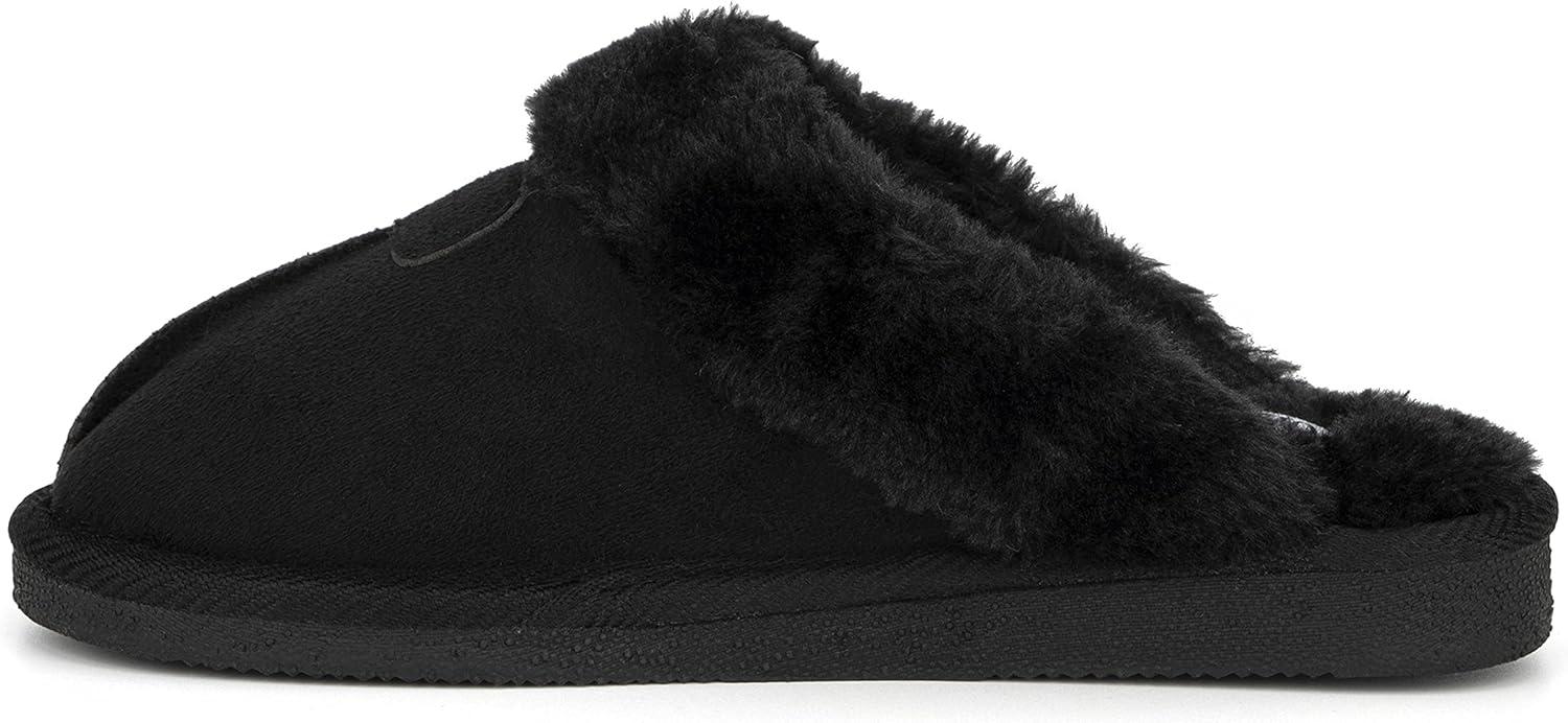 imageOlivia Miller Womens Fashion Shoes Faux Fur Slippers Closed Toe Slip On Indoor Outdoor House Slides Flat Sandals