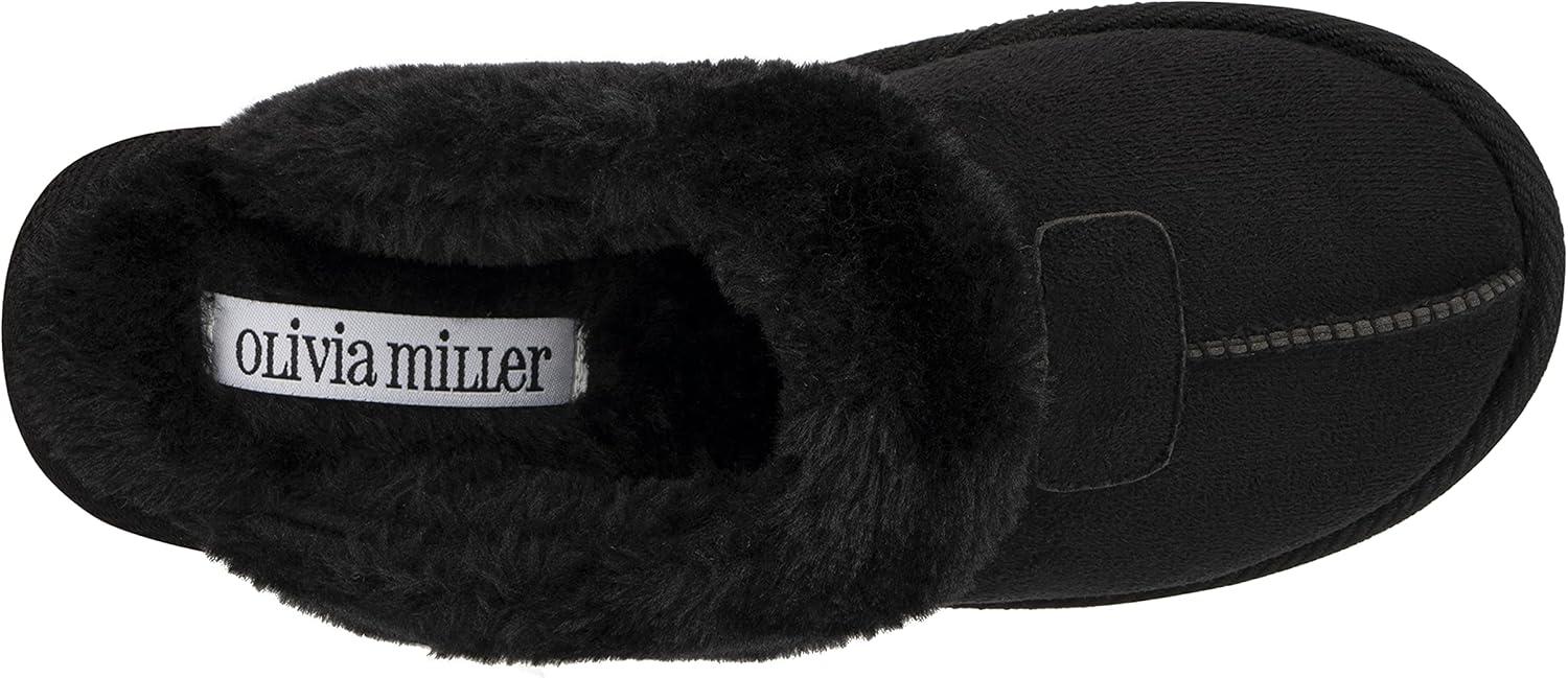imageOlivia Miller Womens Fashion Shoes Faux Fur Slippers Closed Toe Slip On Indoor Outdoor House Slides Flat Sandals