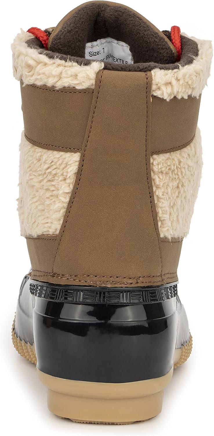 imageOlivia Miller Womens Fashion Shoes Faux PU Leather ampamp Sherpa Upper Slip On PVC Sole Lace Up Round Toe Duck Rain Bootie Winter Snow Ankle Boots