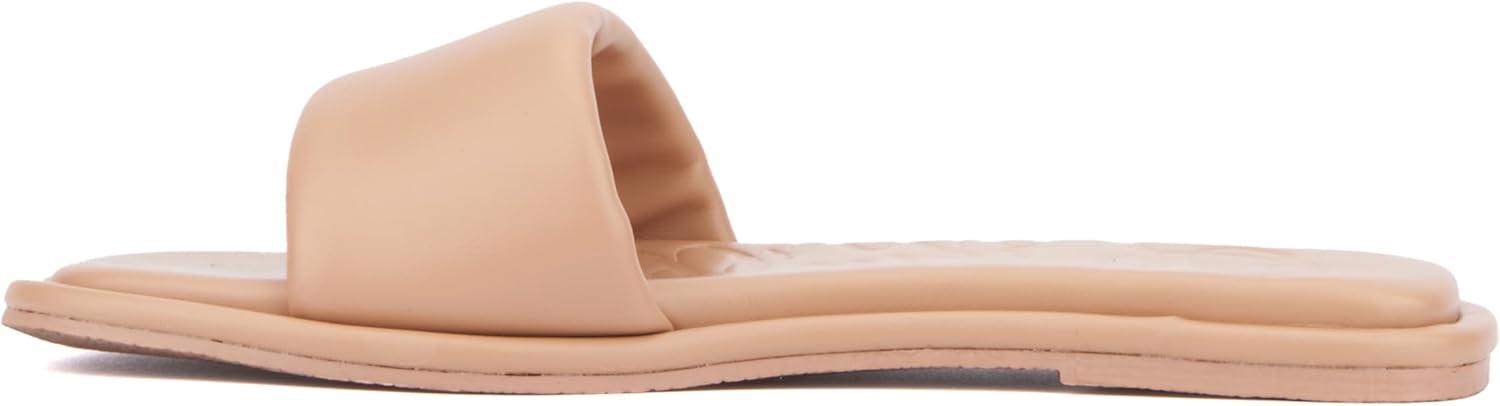 imageOlivia Miller Womens Power Play Slide Square Sandals Rubber OutsoleNude