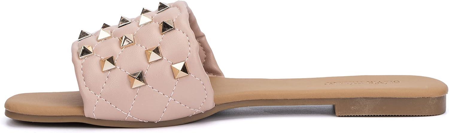 imageOlivia Miller Womens Shelly Slide Square Sandals Polyvinyl Chloride OutsoleBlush