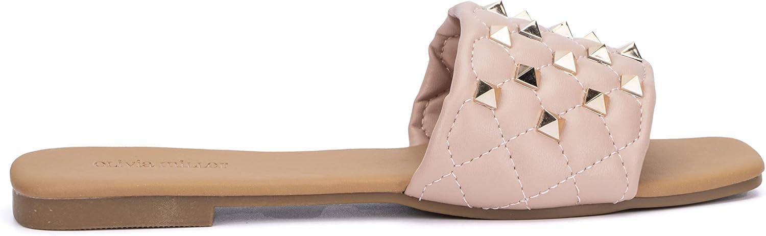 imageOlivia Miller Womens Shelly Slide Square Sandals Polyvinyl Chloride OutsoleBlush