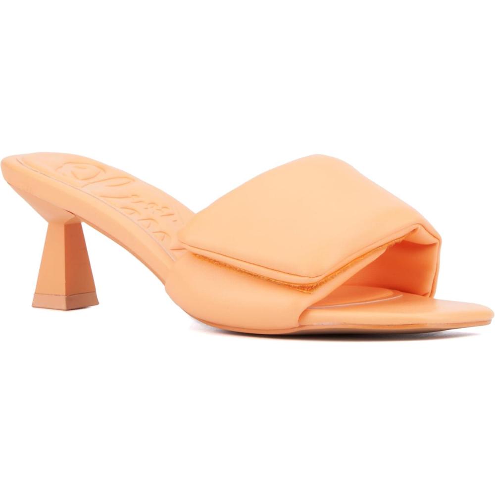 imageOlivia Miller Womens Allure Slide Square Heels Rubber OutsoleOrange Sorbet