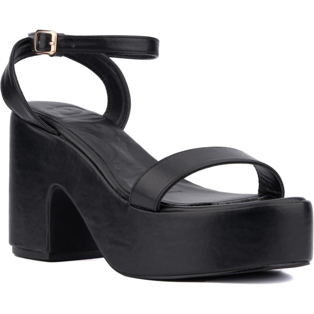 imageOlivia Miller Womens Charmer Block Round Heels Rubber OutsoleBlack