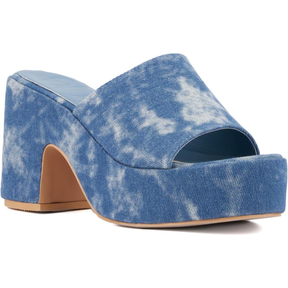 imageOlivia Miller Womens Crush Block Round Heels Rubber OutsoleBlue