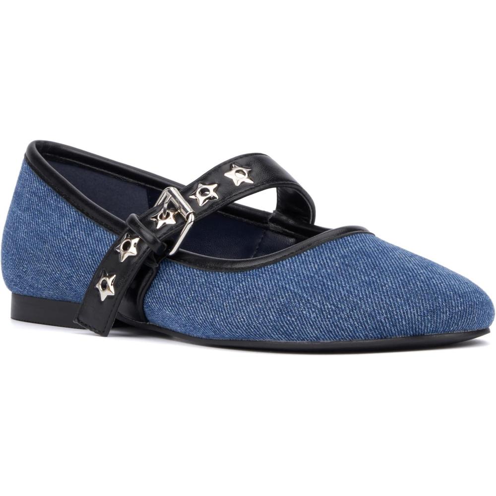 imageOlivia Miller Womens Element Ballet Pointed Toe Flats Rubber OutsoleDenim