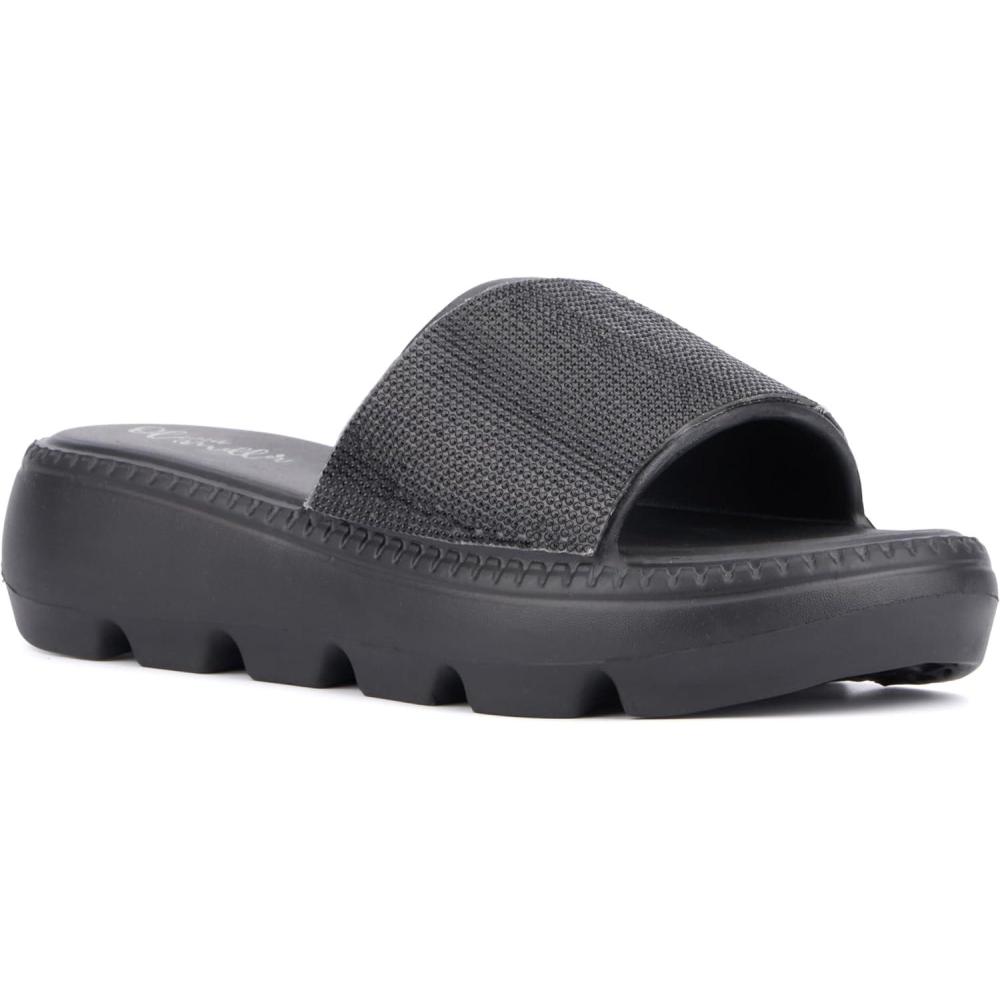 imageOlivia Miller Womens Glitter Gaze Slide Square Sandals Eva OutsoleBlack