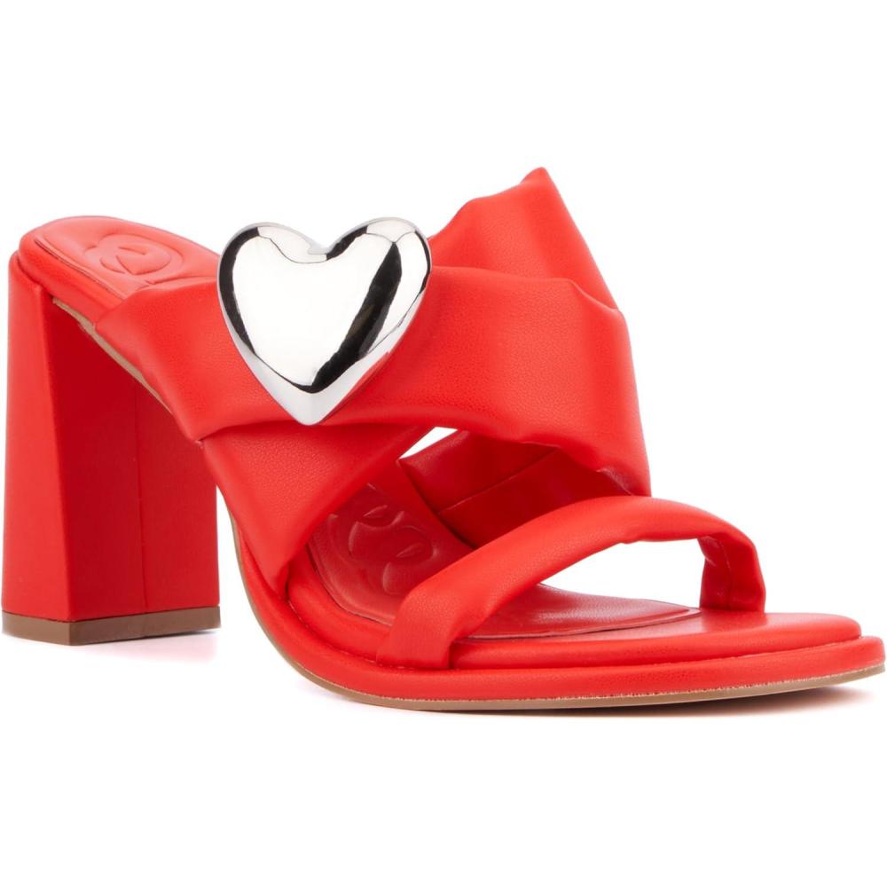 imageOlivia Miller Womens Lovey Dovey Block Round Heels Rubber OutsoleRed