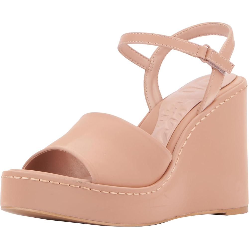 imageOlivia Miller Womens Magnetic Wedge Round Sandals Rubber OutsoleTan