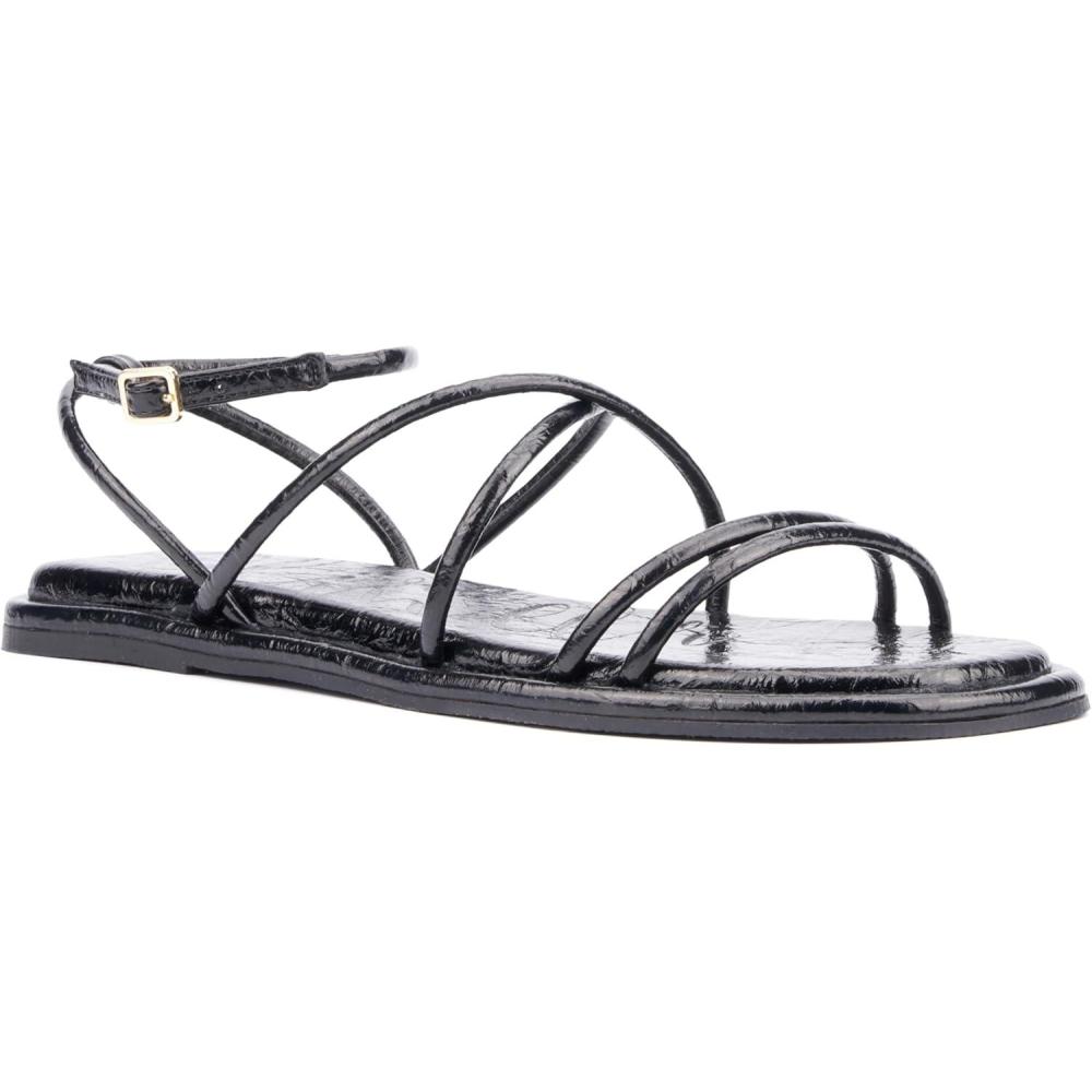 imageOlivia Miller Womens Public Eye Flat Square Sandals Rubber OutsoleBlack