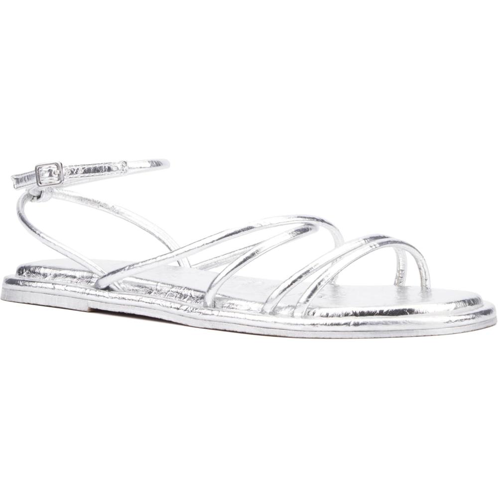 imageOlivia Miller Womens Public Eye Flat Square Sandals Rubber OutsoleSilver