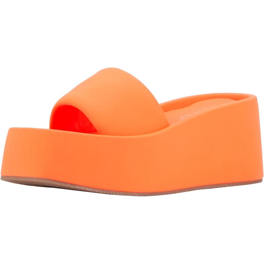 imageOlivia Miller Womens Uproar Wedge Square Sandals Tpr OutsoleOrange