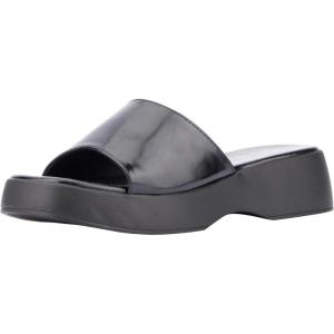Olivia Miller Womens Ambition Slide, Square Sandals, Tpr Outsole(Black)