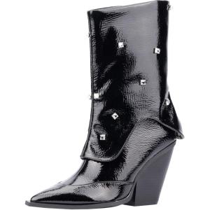 Olivia Miller Womens Bling Western, POINTED Boots, Rubber Outsole(Black)