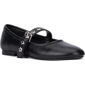 Olivia Miller Womens Element Ballet, Pointed Toe Flats, Rubber Outsole(Black)