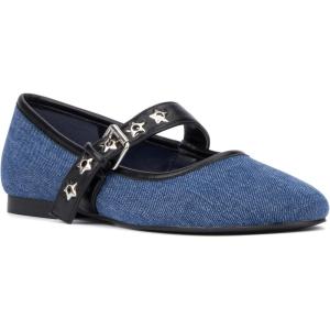 Olivia Miller Womens Element Ballet, Pointed Toe Flats, Rubber Outsole(Denim)