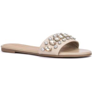 Olivia Miller Womens Elsa Slide, Round Sandals, Polyvinyl Chloride Outsole(Nude)