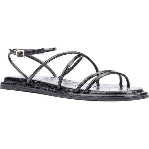 Olivia Miller Womens Public Eye Flat, Square Sandals, Rubber Outsole(Black)