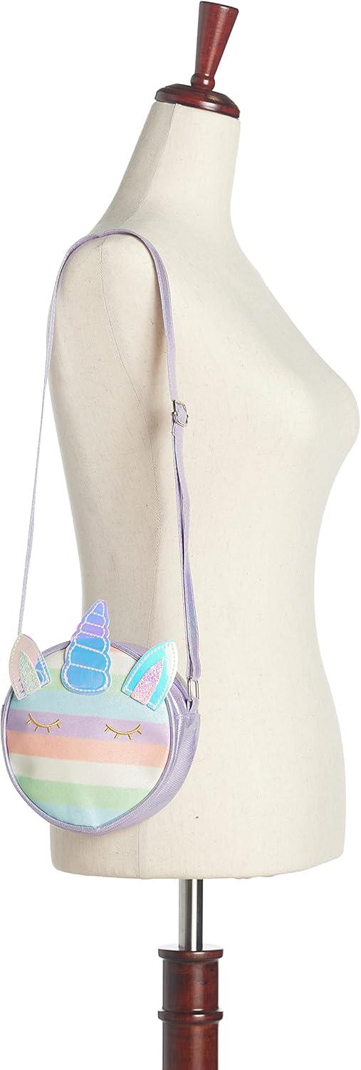 imageOlivia Miller Girls Fashion Willow Mini PU Leather Unicorn Pastel Purple Glitter Canteen Crossbody Bag Casual Adjustable Shoulder Strap Cute Purse Handbag for Kids ampamp Toddlers