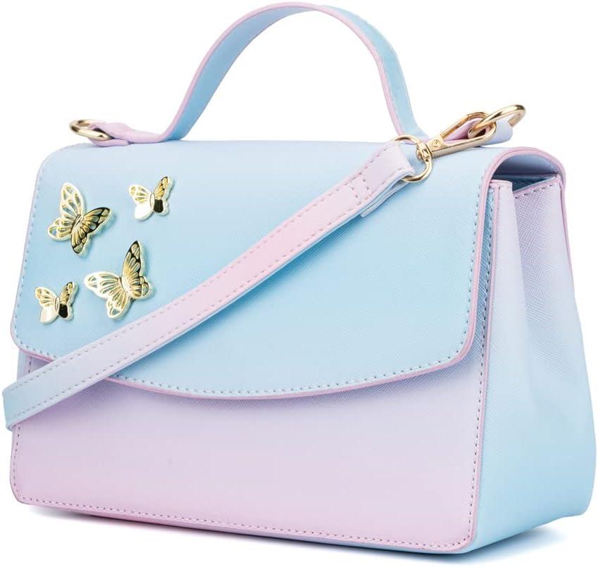 imageOlivia Miller Women Fashion Cassia Faux PU Leather w Gold Butterflies Crossbody Satchel Bag Casual Trendy Purse Handbag