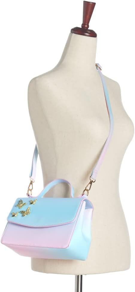 imageOlivia Miller Women Fashion Cassia Faux PU Leather w Gold Butterflies Crossbody Satchel Bag Casual Trendy Purse Handbag