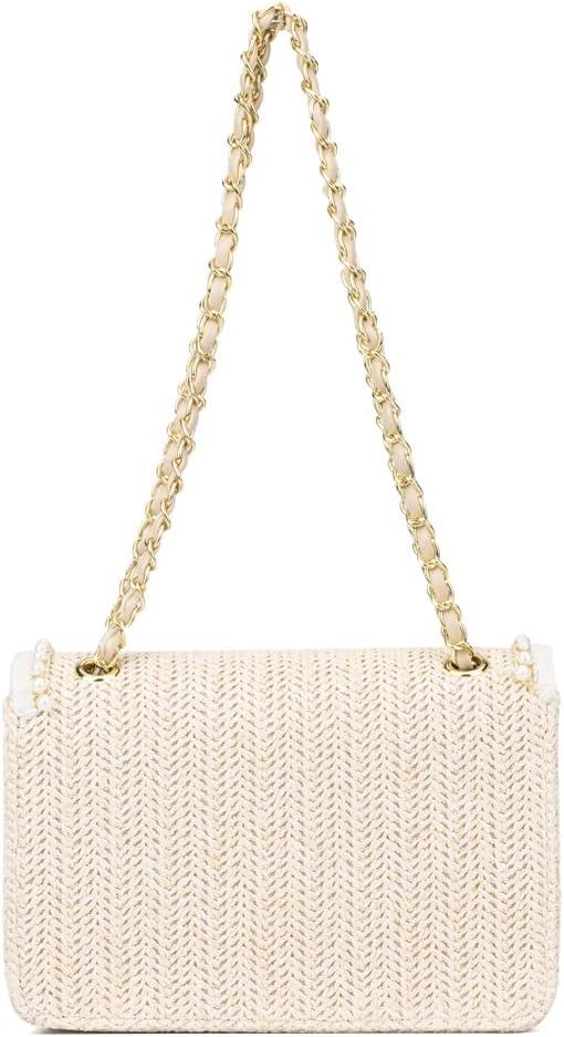 imageOlivia Miller Womens Fashion Arabella Tan Beige Woven Straw w Front Flap Small Crossbody Bag Casual Trendy Purse HandbagTan