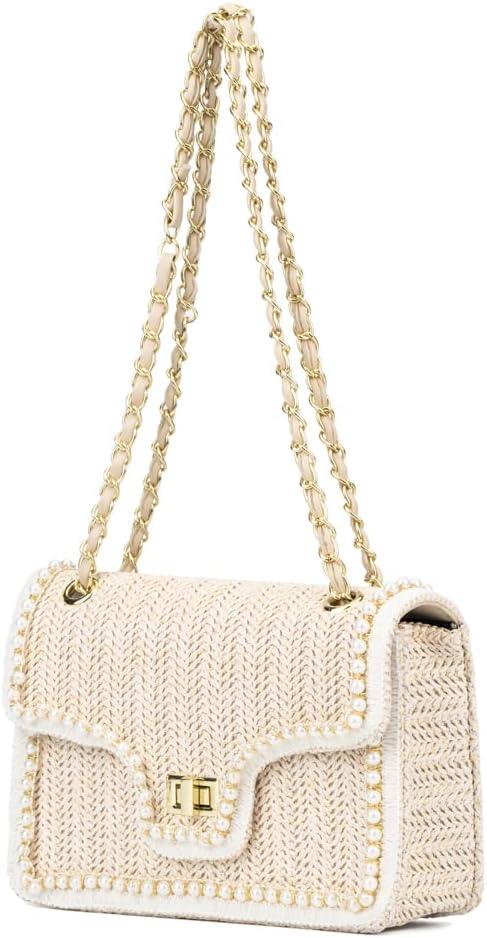 imageOlivia Miller Womens Fashion Arabella Tan Beige Woven Straw w Front Flap Small Crossbody Bag Casual Trendy Purse HandbagTan