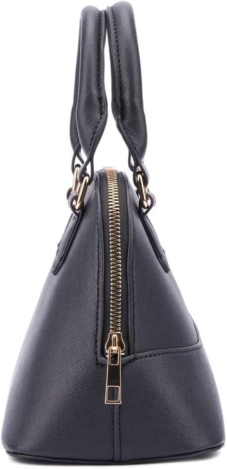 imageOlivia Miller Womens Fashion Aster Faux PU Leather Satchel Crossbody Bag w Top Handles Casual Trendy Purse HandbagBlack