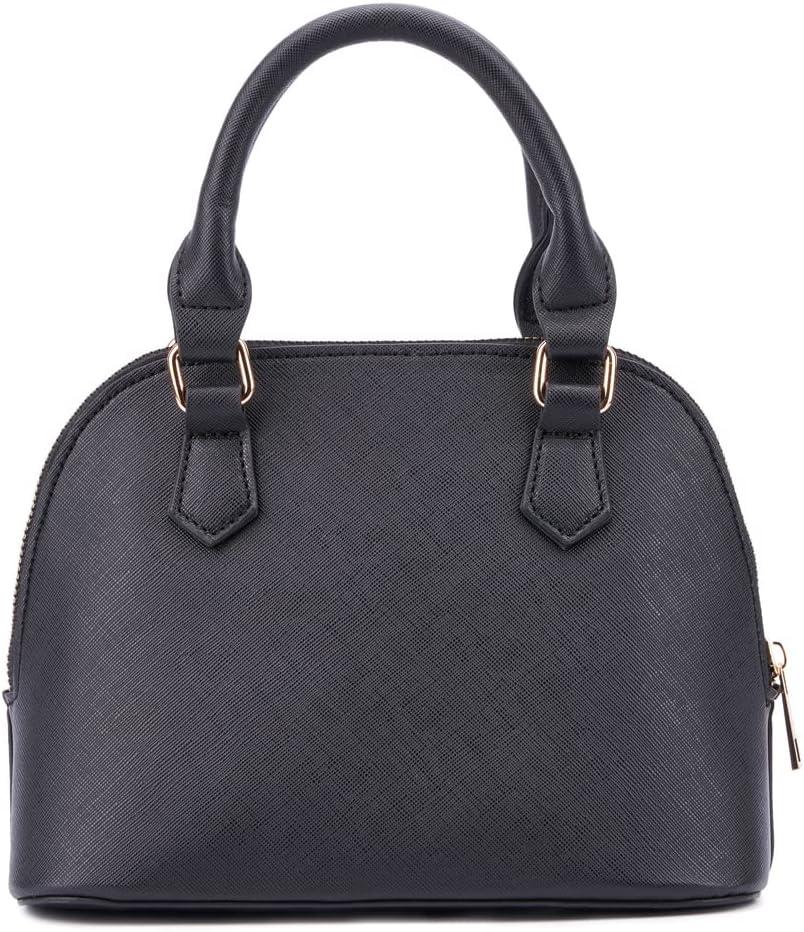 imageOlivia Miller Womens Fashion Aster Faux PU Leather Satchel Crossbody Bag w Top Handles Casual Trendy Purse HandbagBlack