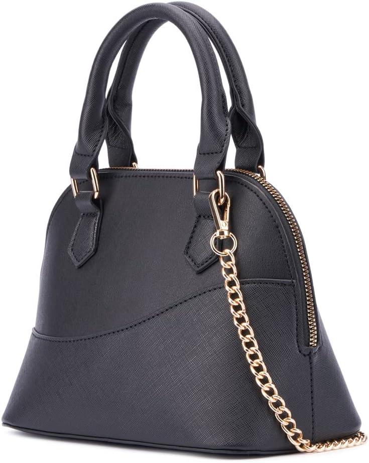 imageOlivia Miller Womens Fashion Aster Faux PU Leather Satchel Crossbody Bag w Top Handles Casual Trendy Purse HandbagBlack