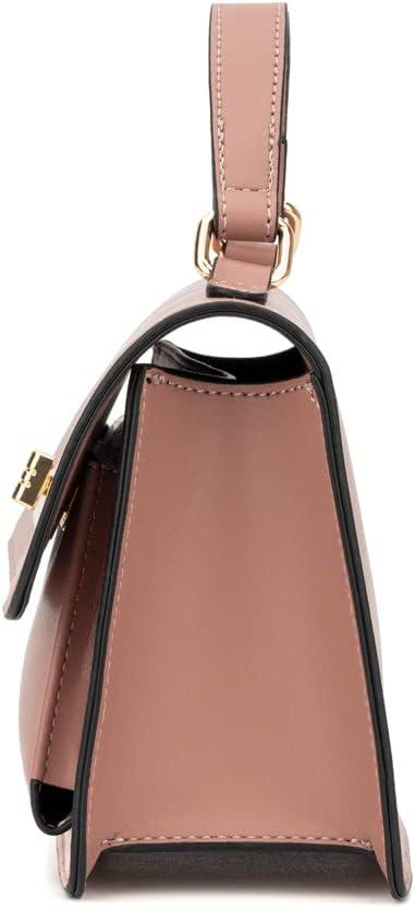 imageOlivia Miller Womens Fashion Clara PU Leather Crossbody Bag w Top Handle n Detachable Strap Evening Casual Purse HandbagBlush