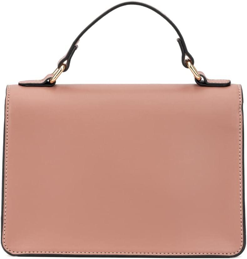 imageOlivia Miller Womens Fashion Clara PU Leather Crossbody Bag w Top Handle n Detachable Strap Evening Casual Purse HandbagBlush