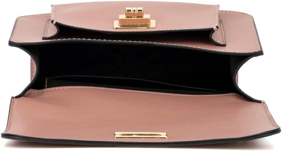 imageOlivia Miller Womens Fashion Clara PU Leather Crossbody Bag w Top Handle n Detachable Strap Evening Casual Purse HandbagBlush