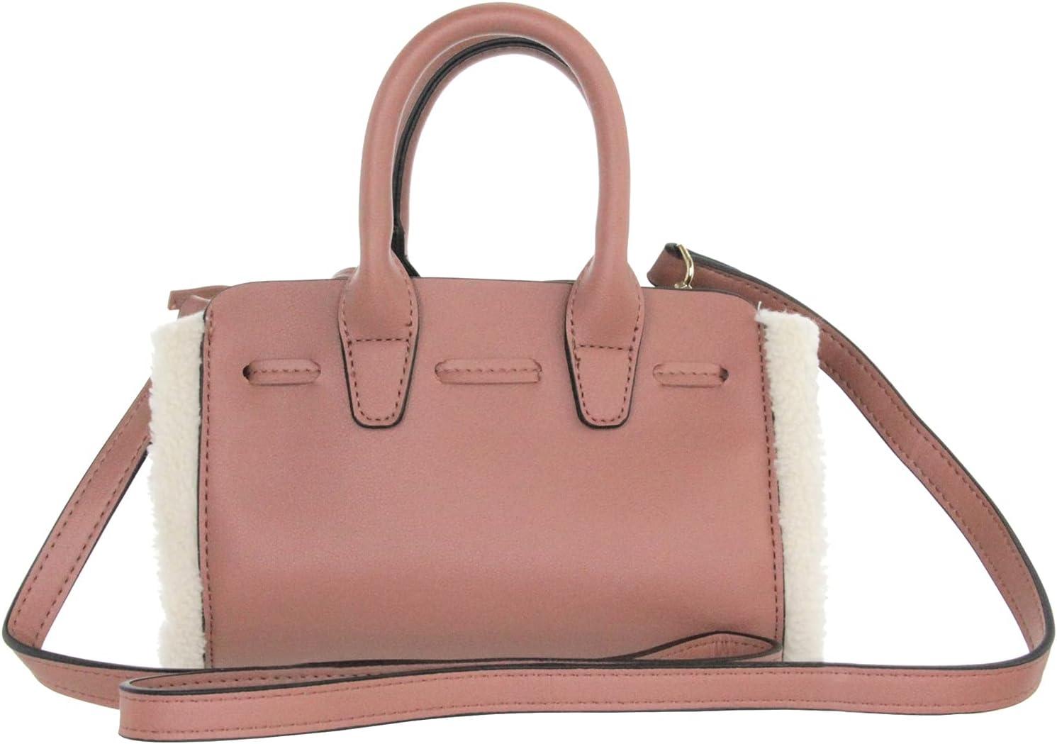 imageOlivia Miller Womens Fashion Faux PU Leather Crossbody Bag w Sherpa Trim n Detachable Strap Casual Satchel Purse Handbag