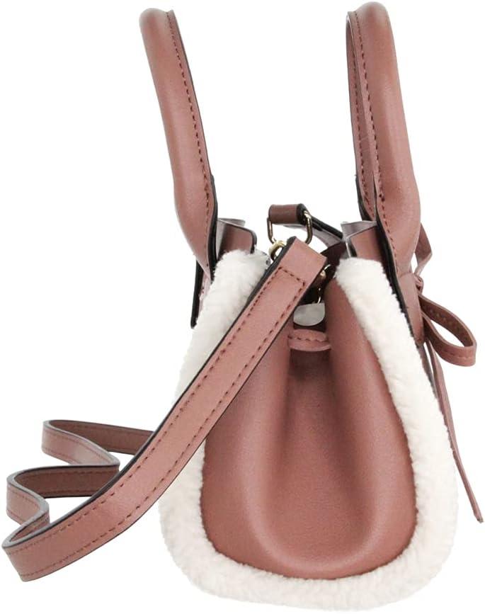 imageOlivia Miller Womens Fashion Faux PU Leather Crossbody Bag w Sherpa Trim n Detachable Strap Casual Satchel Purse Handbag