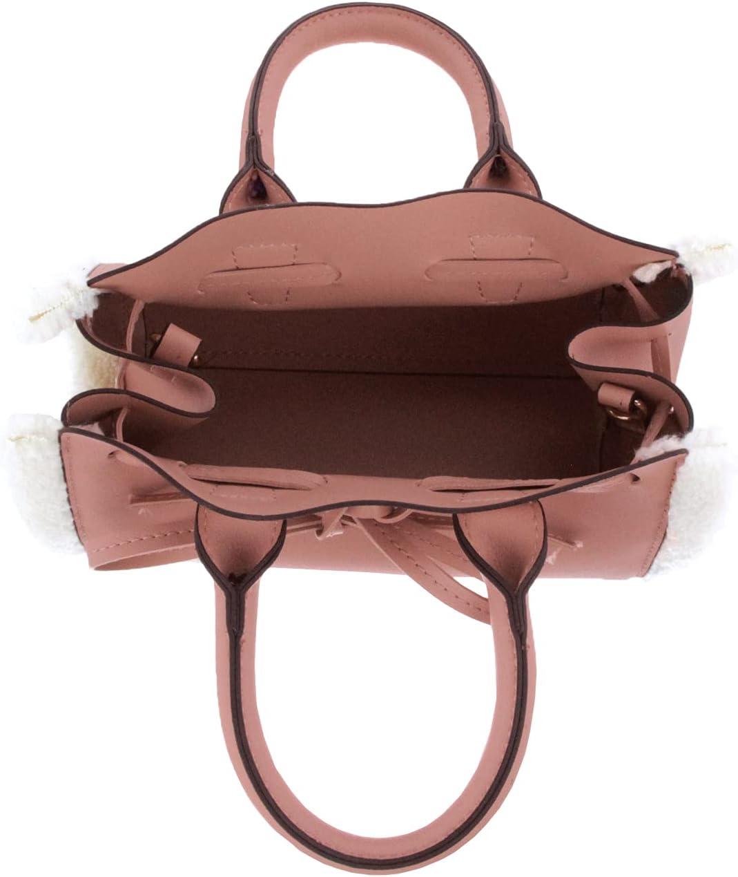 imageOlivia Miller Womens Fashion Faux PU Leather Crossbody Bag w Sherpa Trim n Detachable Strap Casual Satchel Purse Handbag