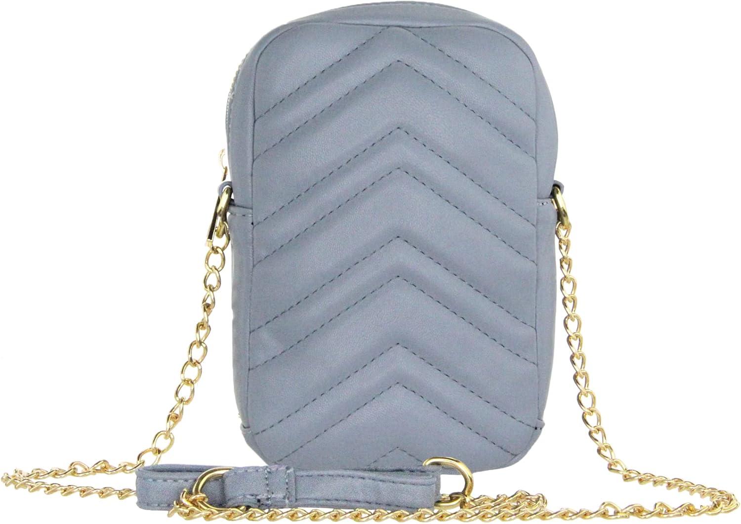 imageOlivia Miller Womens Fashion PU Quilted Vegan Leather Cell Phone Crossbody Mini Bag Everyday Casual Evening Purse Handbag