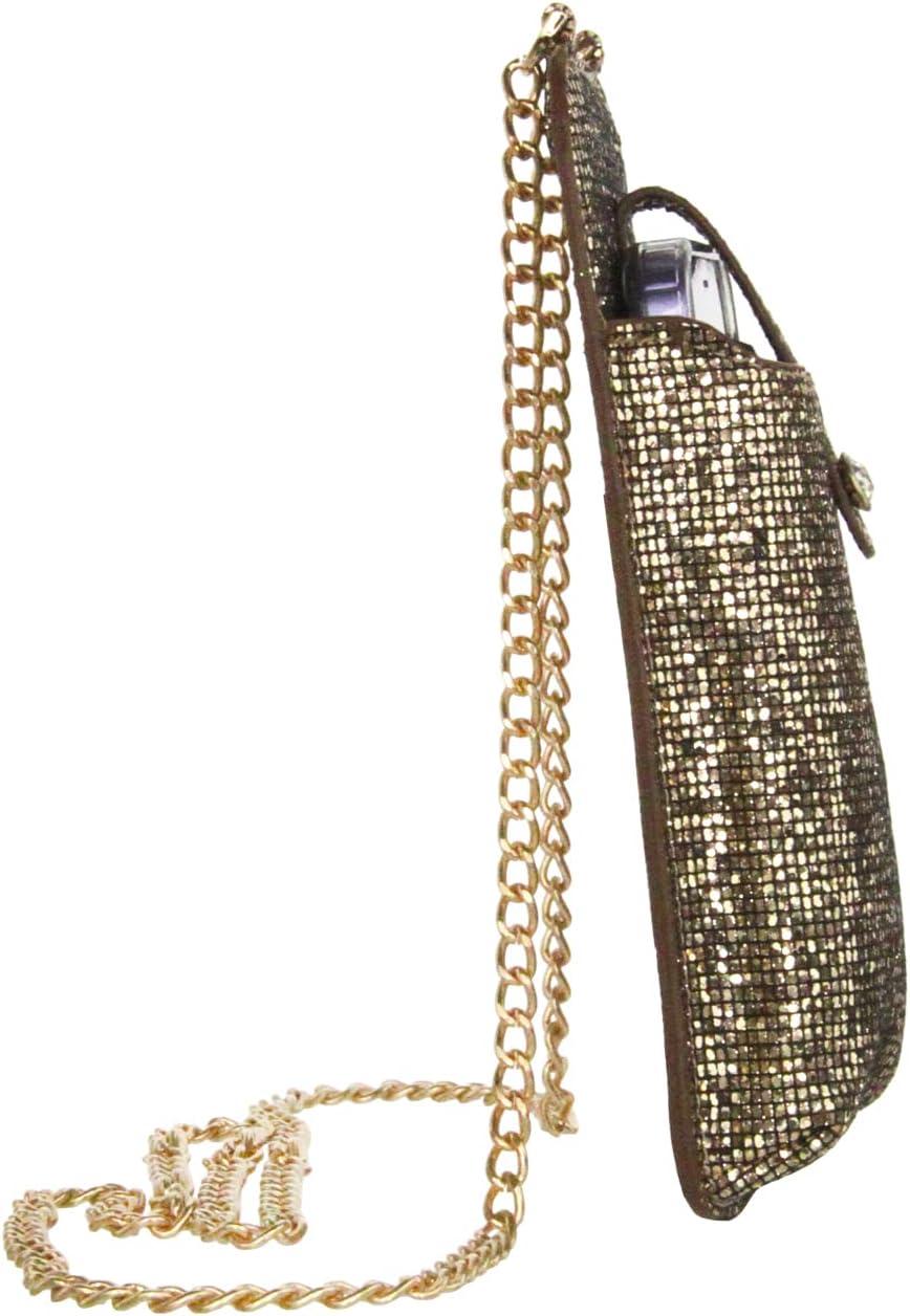 imageOlivia Miller Womens Fashion PU Vegan Leather Glitter Gold Cell Phone Crossbody Mini Bag Everyday Casual Evening Purse Handbag