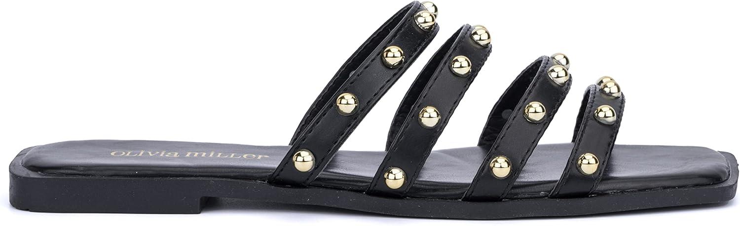 imageOlivia Miller Womens Heidi Slide Square Sandals Thermoplastic Rubber OutsoleBlack