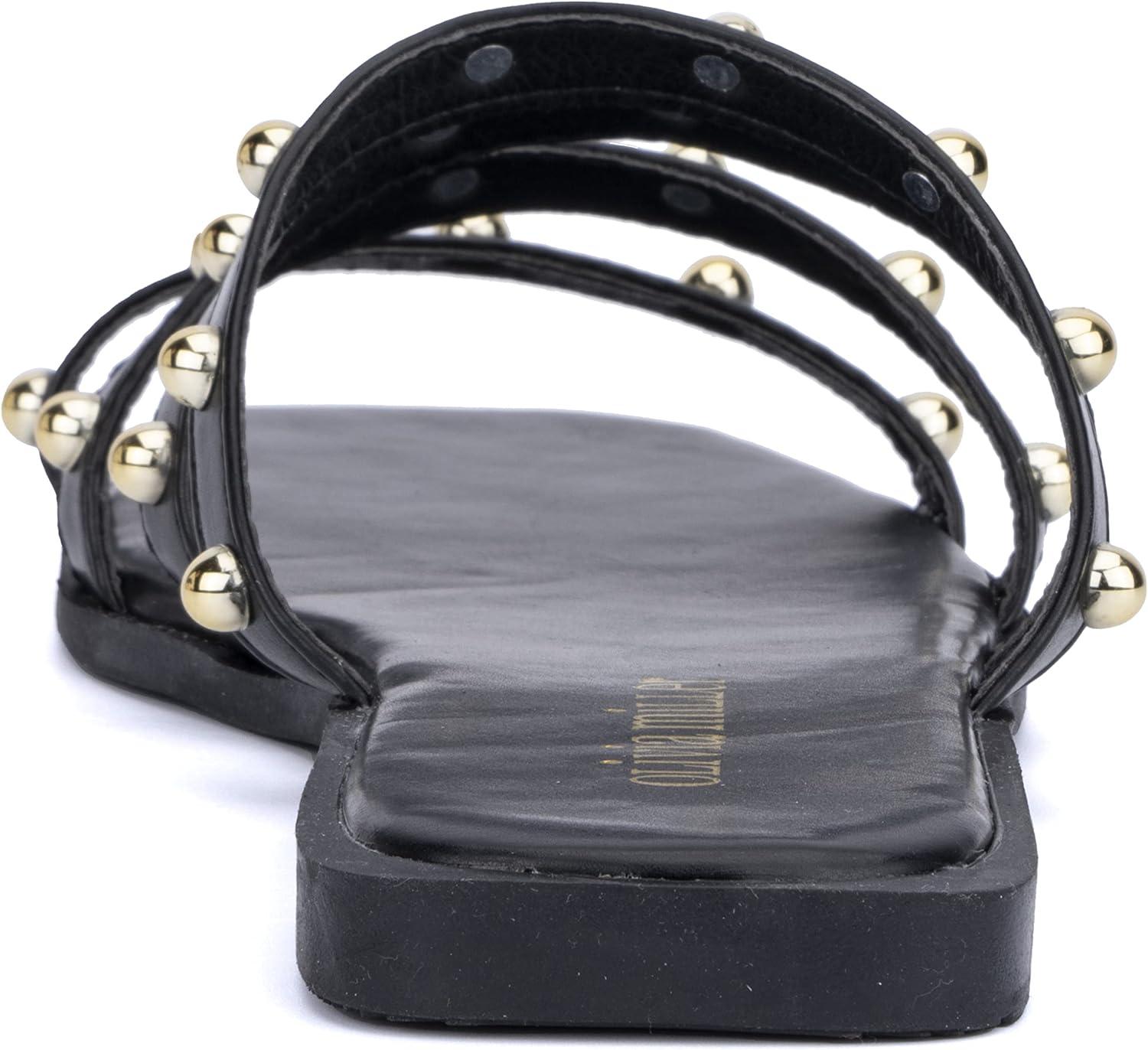 imageOlivia Miller Womens Heidi Slide Square Sandals Thermoplastic Rubber OutsoleBlack