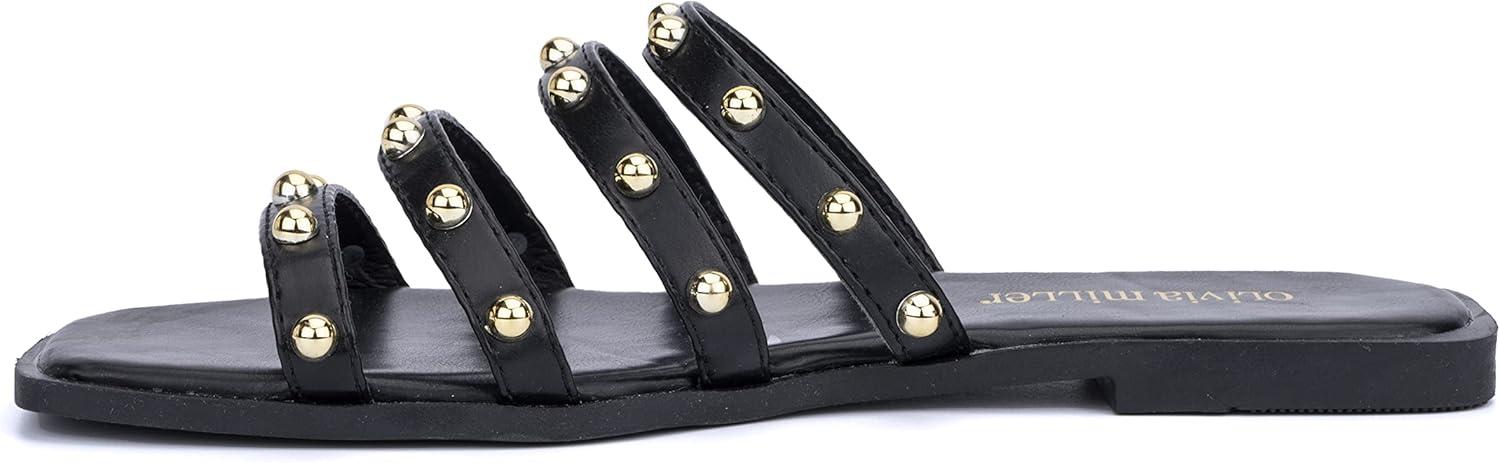 imageOlivia Miller Womens Heidi Slide Square Sandals Thermoplastic Rubber OutsoleBlack