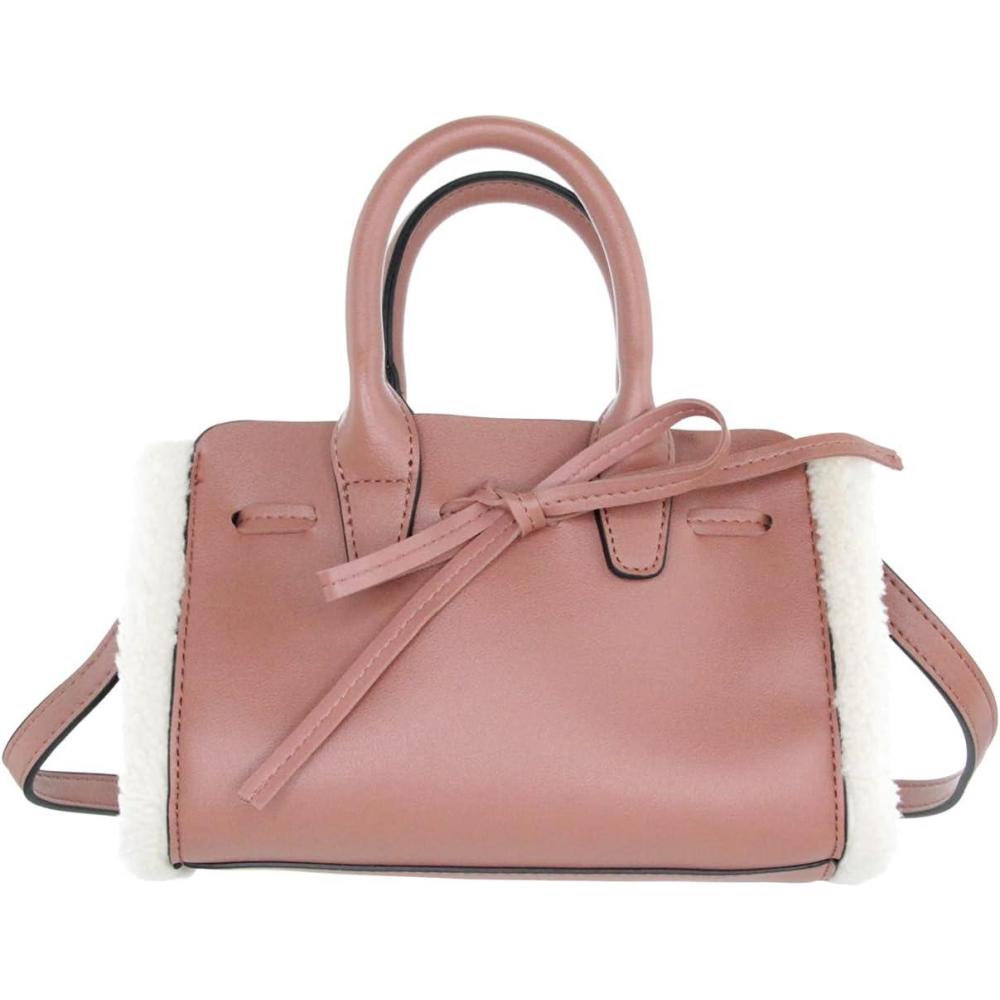 imageOlivia Miller Womens Fashion Faux PU Leather Crossbody Bag w Sherpa Trim n Detachable Strap Casual Satchel Purse Handbag