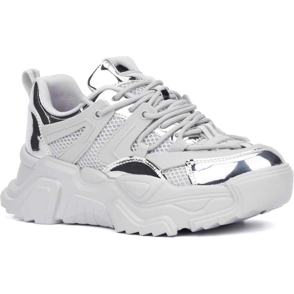 imageOlivia Miller Womens Zenith Low Top Round Toe Sneakers Rubber OutsoleGrey