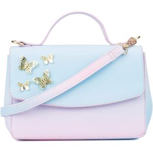Olivia Miller Women Fashion Cassia Faux PU Leather w Gold Butterflies, Crossbody Satchel Bag, Casual Trendy Purse Handbag