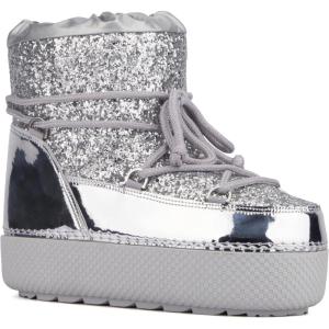 Olivia Miller Womens Eclipse Casual, Round Toe Boots, Rubber Outsole(Silver Glitter)